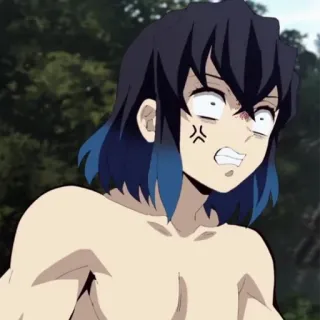 🔪 4434228d Inosuke Hashibira Demon Slayer Inosuke Hashibira, ดาบพิฆาตอสูร, อนิเมะ, โกรธ, สีหน้า, ตัวละคร telegram sticker