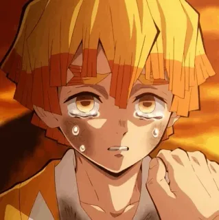 🔪 595d7102 Zenitsu Agatsuma Demon Slayer อนิเมะ, ดาบพิฆาตอสูร, เซ็นอิทสึ, ร้องไห้, มังงะ, ตัวละคร telegram sticker