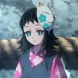 🔪 819338fb อนิเมะ, หน้ากาก, ผู้หญิง, ดอกไม้, กิโมโน, ผู้หญิง telegram sticker