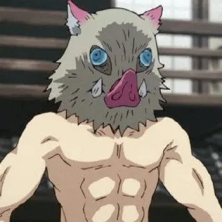 🔪 8e01ee92 Inosuke Hashibira Demon Slayer อิโนะสุเกะ, ดาบพิฆาตอสูร, อนิเมะ, ตัวละคร, หน้ากากหมูป่า telegram sticker