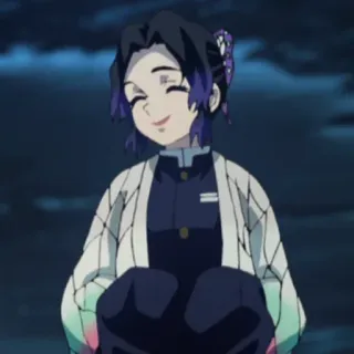 🔪 d2954e36 Shinobu Kocho Demon Slayer อนิเมะ, ดาบพิฆาตอสูร, ชิโนบุ โคโจ, ยิ้ม, มีความสุข telegram sticker