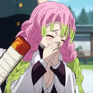 🔪 d6f6a5a9 Mitsuri Kanroji Demon Slayer มิตสึริ คันโรจิ, ดาบพิฆาตอสูร, อนิเมะ, น่ารัก, ผมสีชมพู, เขินอาย, มีความสุข telegram sticker