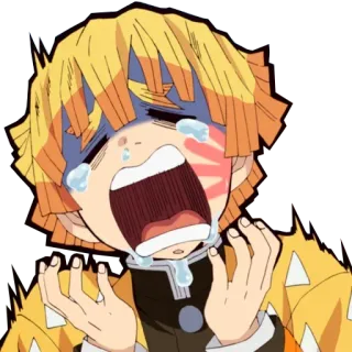 😭 15989f47 Zenitsu Demon Slayer Anime, Manga, Menangis, Sedih, Demon Slayer, Zenitsu telegram sticker