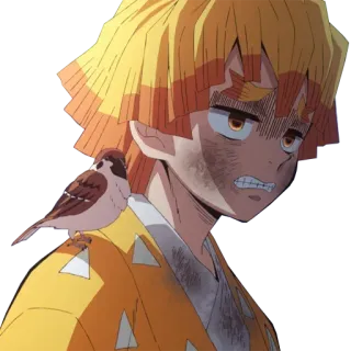 😐 3a9287a6 Zenitsu Agatsuma Demon Slayer Anime, Demon Slayer, Zenitsu, Agatsuma, takut, burung gereja telegram sticker