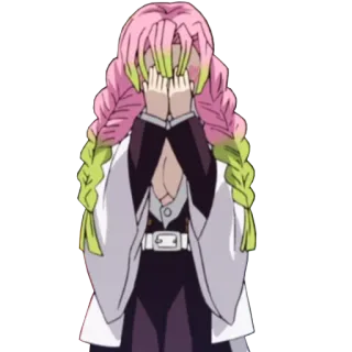 🙈 5ec47cc8 Mitsuri Kanroji Demon Slayer Anime, Demon Slayer, Mitsuri Kanroji, Karakter, Rambut pink telegram sticker