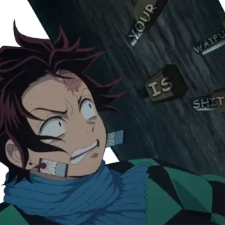 😬 b99af568 Tanjiro Kamado Demon Slayer YOUR WAIFU IS SHIT Kimetsu no Yaiba, Anime, Ofensif, Waifu, Kotoran, Tanjiro, Kamado telegram sticker