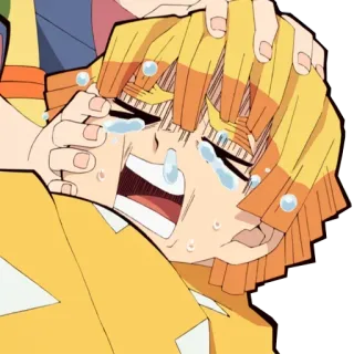 😣 bc5ab91d Zenitsu Agatsuma Demon Slayer Zenitsu, Agatsuma, Demon Slayer, anime, menangis, takut telegram sticker