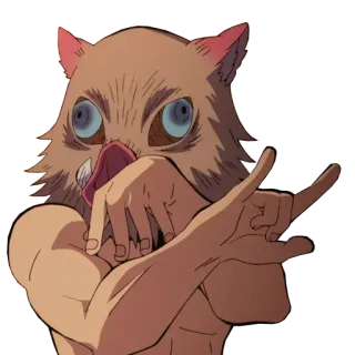 😈 c64eb943 Inosuke Hashibira Demon Slayer Anime, Demon Slayer, Inosuke, Karakter, Babi hutan, Gestur ofensif telegram sticker