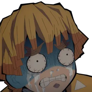 😨 d8e0562a Zenitsu Agatsuma Demon Slayer anime, Demon Slayer, Zenitsu, menangis, takut telegram sticker