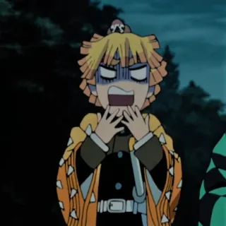 🥔 25202e44 Zenitsu Agatsuma Demon Slayer Zenitsu Agatsuma, Demon Slayer, Anime, Manga, effrayé, choqué telegram sticker