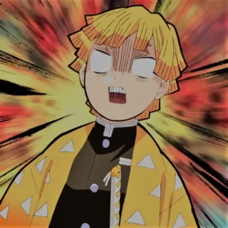 🥔 35b55f28 Zenitsu Agatsuma Demon Slayer Anime, Zenitsu, Demon Slayer, Manga, Personnage, cheveux jaunes telegram sticker