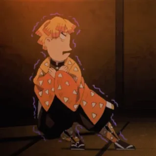 🥔 f7b57d8a Zenitsu Agatsuma Demon Slayer Anime, Demon Slayer, Zenitsu, effrayé, drôle, personnage telegram sticker