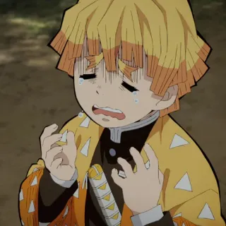 🗡 39575557 Zenitsu Agatsuma Demon Slayer อนิเมะ, ร้องไห้, กลัว, ดาบพิฆาตอสูร, เซ็นอิทสึ, สายฟ้า telegram sticker