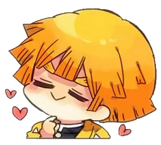 🍑 43c0f527 Zenitsu Agatsuma Demon Slayer 动漫, 可爱, 善逸, 鬼灭之刃, 心, 卡哇伊, Q版 telegram sticker