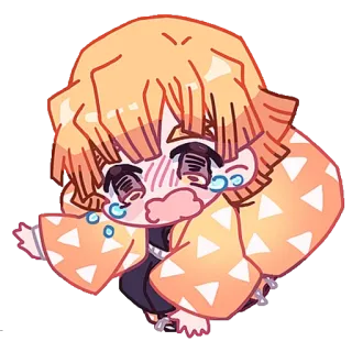 🍑 751e083b Zenitsu Agatsuma Demon Slayer 动漫, 漫画, Q版, 可爱, 哭泣, 善逸, 鬼灭之刃 telegram sticker