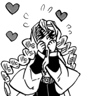 😍 007f5107 Mitsuri Kanroji Demon Slayer 动漫, 漫画, 鬼灭之刃, 甘露寺蜜璃, 恋柱, 爱心, 可爱 telegram sticker