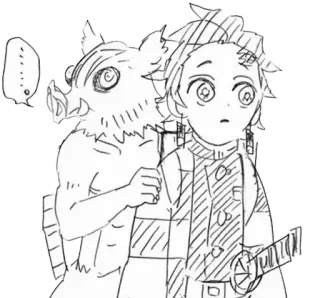 👨‍❤️‍💋‍👨 415a25e8 Tanjiro Kamado Demon Slayer 动漫, 鬼灭之刃, 炭治郎, 伊之助 telegram sticker