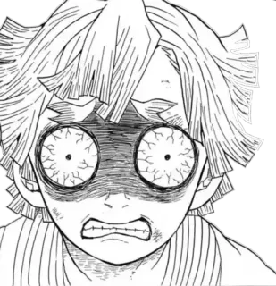 😡 4d49c8b5 Zenitsu Agatsuma Demon Slayer 动漫, 漫画, 鬼灭之刃, 善逸, 害怕, 震惊, 表情, 恐慌 telegram sticker