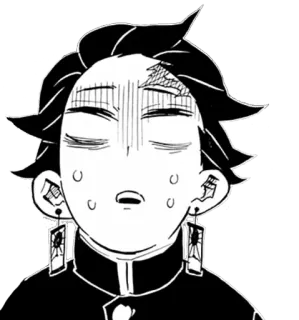 😨 8a0fcc07 Tanjiro Kamado Demon Slayer 动漫, 漫画, 鬼灭之刃, 炭治郎, 担心, 汗 telegram sticker
