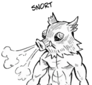 😤 8a683f63 Inosuke Hashibira Demon Slayer SNORT 嘴平伊之助, 鬼灭之刃, 动漫, 漫画, 哼声, 角色 telegram sticker