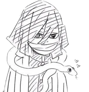 🐍 9786162c 动漫, 素描, 角色, 蛇, 爱心, 艺术品 telegram sticker