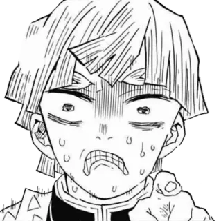 🥶 e22101f4 Zenitsu Agatsuma Demon Slayer 动漫, 漫画, 鬼灭之刃, 善逸, 生气, 指着, 害怕, 恐惧 telegram sticker