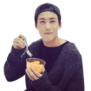 🍔 97a3ee4f 男人, 人, 吃, 水果, 帽子, 毛衣 whatsapp sticker