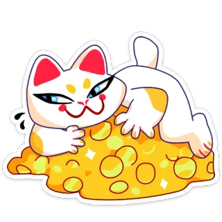 🤑 0446db01 고양이, 치즈, 귀여운, 동물, 카와이, 스티커 telegram sticker