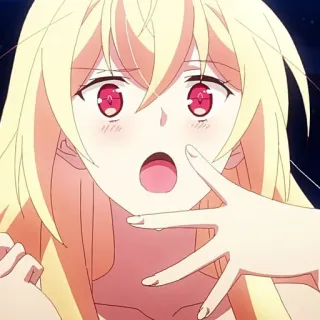 ☁️ 0654e827 animé, fille, blonde, choquée, surprise, dessin animé, manga, illustration whatsapp sticker