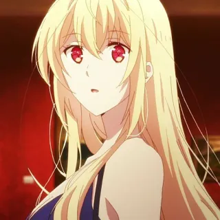 ✨ 2134cc4e Anime, Fille, Blonde, Yeux Rouges, Mignon, Femme, Femme whatsapp sticker