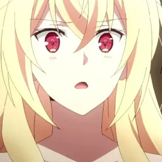 ☁️ 63a65d50 Anime, Cheveux Blonds, Yeux Rouges, Dessin Animé, Fille whatsapp sticker