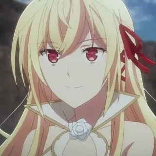 ✨ 6b68072f Anime, Femme, Cheveux Blonds, Yeux Rouges, Personnage, Fille whatsapp sticker