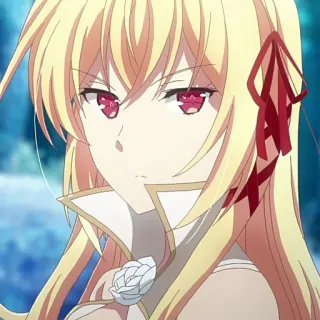 ✨ 7c241847 Anime, fille, blonde, yeux rouges, sérieuse, illustration, dessin animé whatsapp sticker