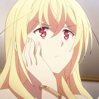 ☁️ 80a7a5c5 Anime, Personnage, Cheveux Blonds, Yeux Rouges, Femme, Dessin animé whatsapp sticker