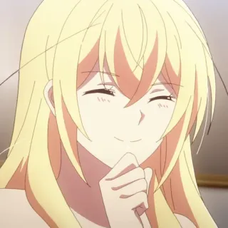 ☁️ 90efa9ac Anime, Femme, Blonde, Souriante, Portrait, Dessin animé, Fille whatsapp sticker