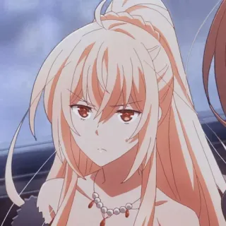 ☁️ 981106f4 anime, personnage, fille, blonde, sérieux, expression whatsapp sticker