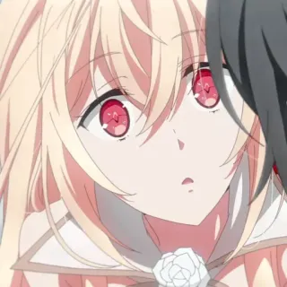 ☁️ ecf0856b Anime, Fille, Mignon, Cheveux Blonds, Yeux Rouges, Dessin Animé whatsapp sticker