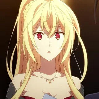 ✨ eff104a8 fille anime, cheveux blonds, yeux rouges, animé, femme, personnage, illustration whatsapp sticker