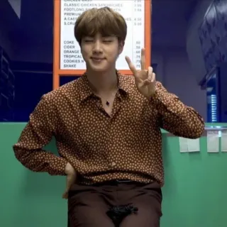 🐹 01269166 Jin kpop, 歌手, 男性, 音楽, アーティスト, ピースサイン, 笑顔 telegram sticker