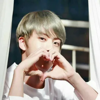 🐹 6ea105be Jin K-POP, BTS, ジン, アイドル, ハート, 指ハート, 韓国 telegram sticker