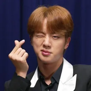 🐹 abaea44e Jin Kポップ, 歌手, アーティスト, 男性, 指ハート, ウインク telegram sticker