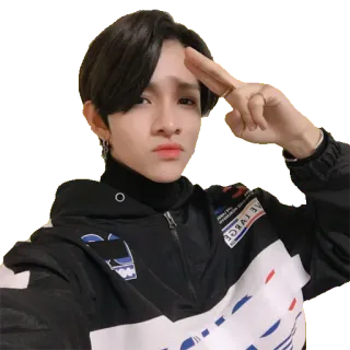 ✌️ d96e0c55 사람, 남자, 경례, 자켓 telegram sticker