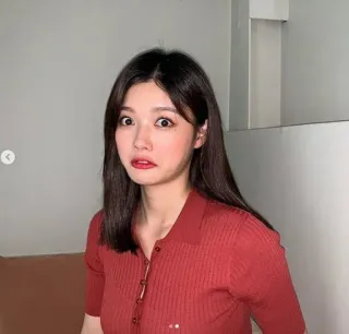 🥴 9afc5627 donna, persona, ritratto, rosso, camicia whatsapp sticker