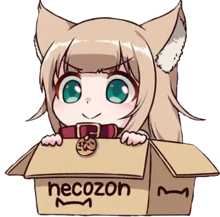 🙂 2d37663a necozon anime, neko, catgirl, cartoon, kawaii, box, necozon whatsapp sticker