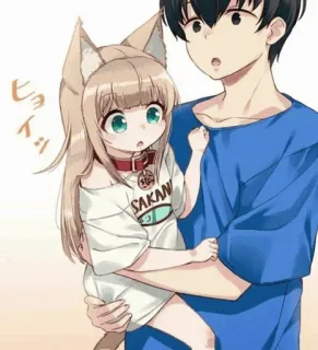 😮 348cce69 ヒョイッ anime, child, animal ears, cat ears, cute, kawaii whatsapp sticker