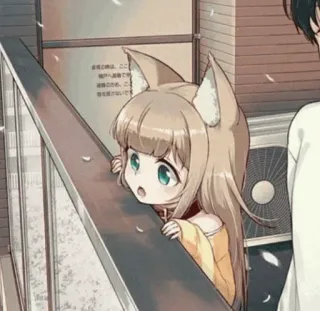 😮 47db6ae5 anime, cat girl, cute, manga, chibi, kawaii, pet, animal whatsapp sticker