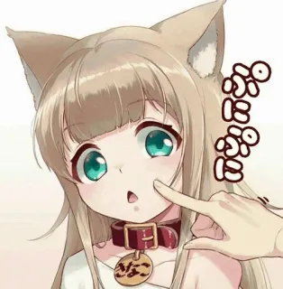 😠 8b4c5b52 ぷにぷに anime, manga, cat girl, cute, kawaii, collar, pet whatsapp sticker