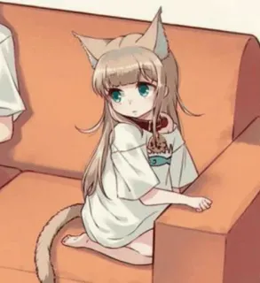 😒 8ed51618 anime girl, cat girl, kemonomimi, cute, manga, furry, anthropomorphic whatsapp sticker