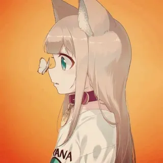 😳 9ed18c7e ANA anime girl, cat ears, butterfly, choker, cartoon, portrait whatsapp sticker