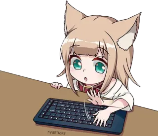 👍 41699aef nyasticks Catgirl, Anime, Manga, Tastatur, Computer, Niedlich whatsapp sticker